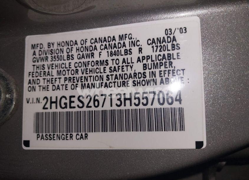 Photo 9 of 2003 Honda Civic EX (VIN 2HGES26713H557064)