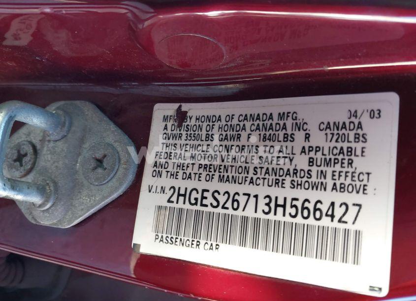 Photo 9 of 2003 Honda Civic EX (VIN 2HGES26713H566427)