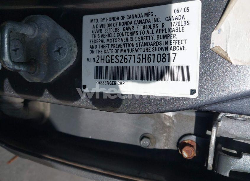 Photo 9 of 2005 Honda Civic EX (VIN 2HGES26715H610817)
