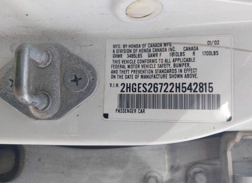 Photo 9 of 2002 Honda Civic EX (VIN 2HGES26722H542815)