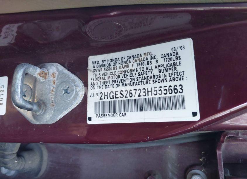 Photo 9 of 2003 Honda Civic EX (VIN 2HGES26723H555663)