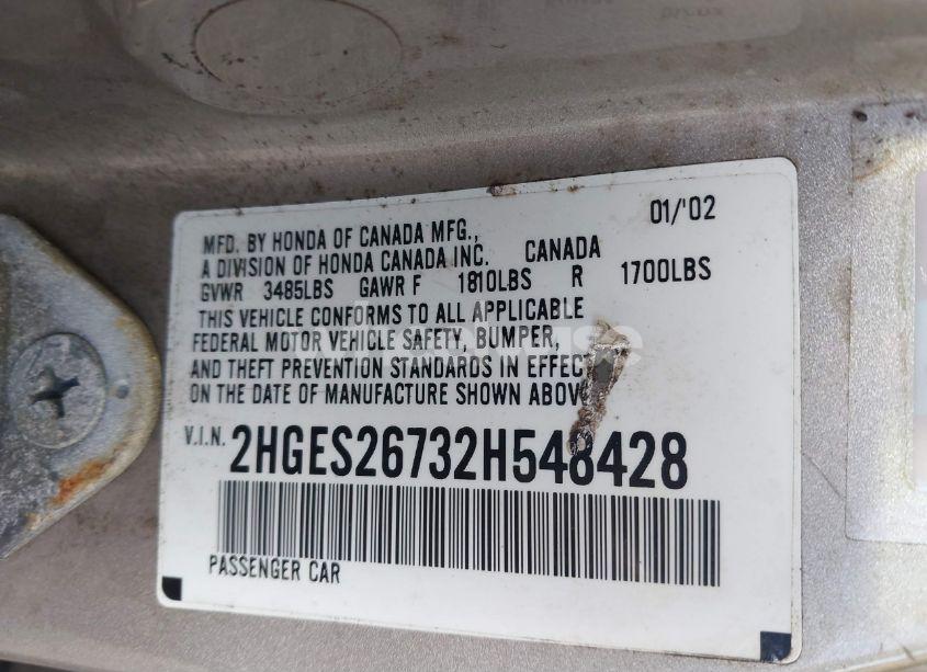 Photo 9 of 2002 Honda Civic EX (VIN 2HGES26732H548428)