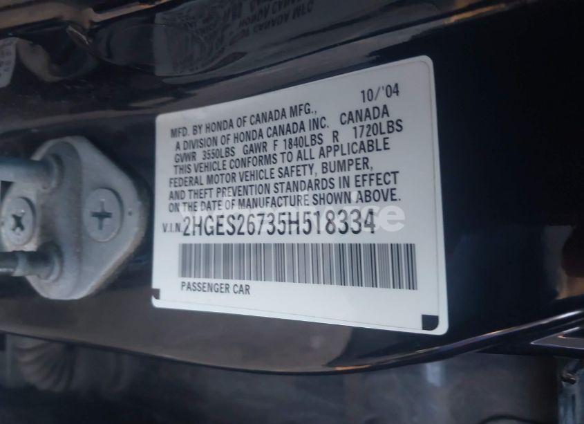 Photo 9 of 2005 Honda Civic EX (VIN 2HGES26735H518334)