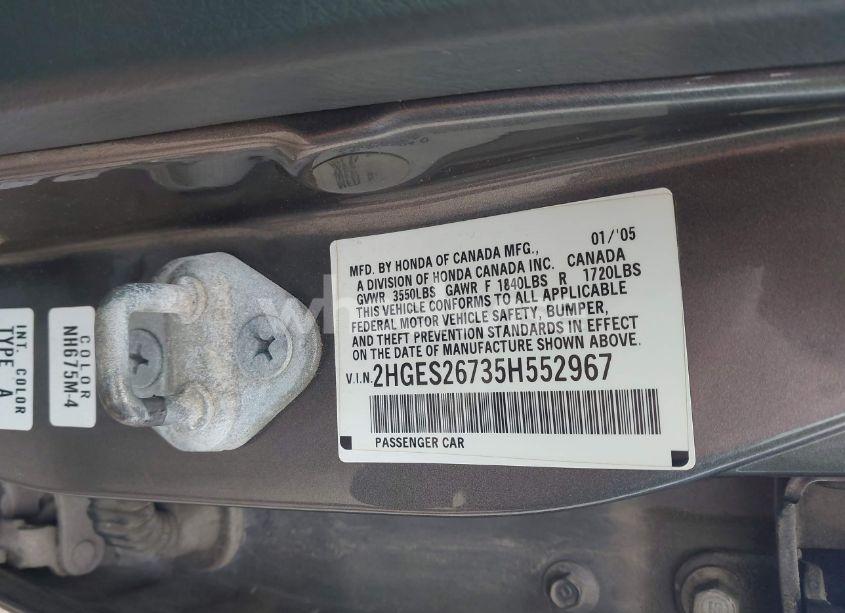 Photo 9 of 2005 Honda Civic EX (VIN 2HGES26735H552967)