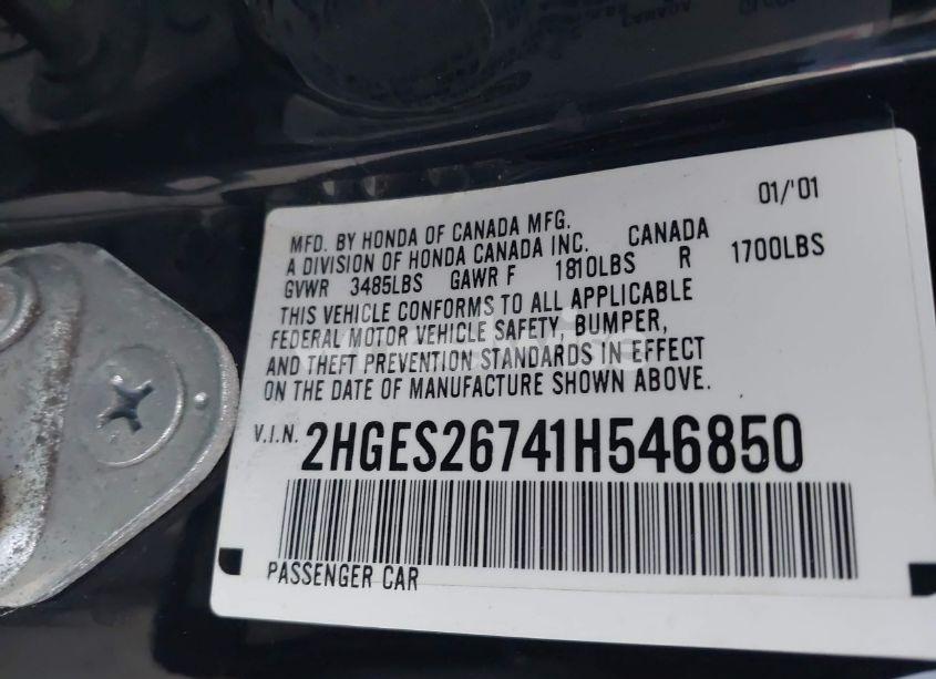 Photo 9 of 2001 Honda Civic EX (VIN 2HGES26741H546850)