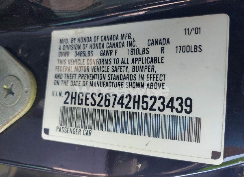 Photo 9 of 2002 Honda Civic EX (VIN 2HGES26742H523439)