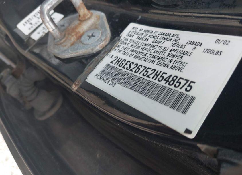 Photo 9 of 2002 Honda Civic EX (VIN 2HGES26752H548575)