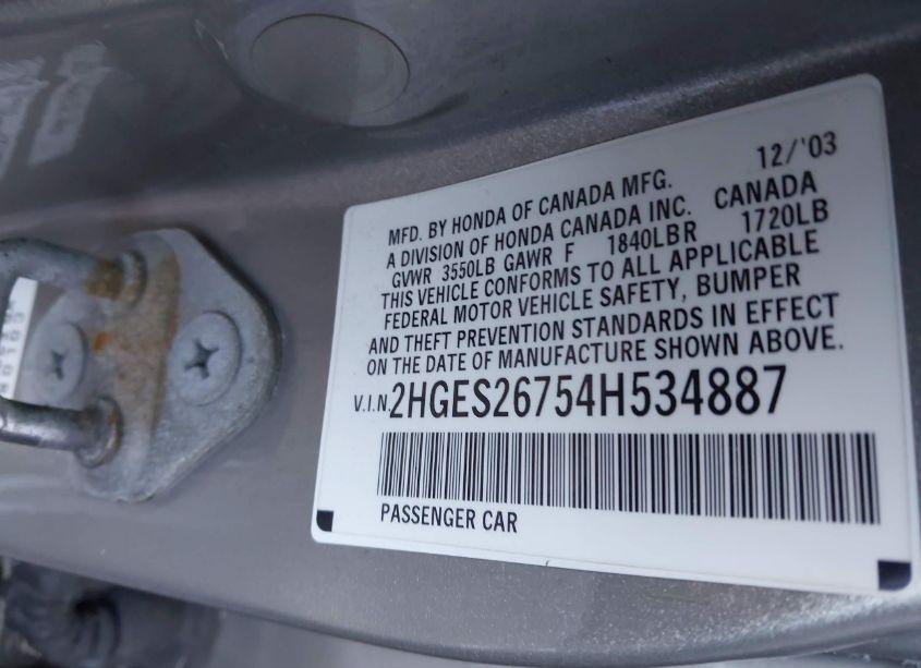 Photo 9 of 2004 Honda Civic EX (VIN 2HGES26754H534887)
