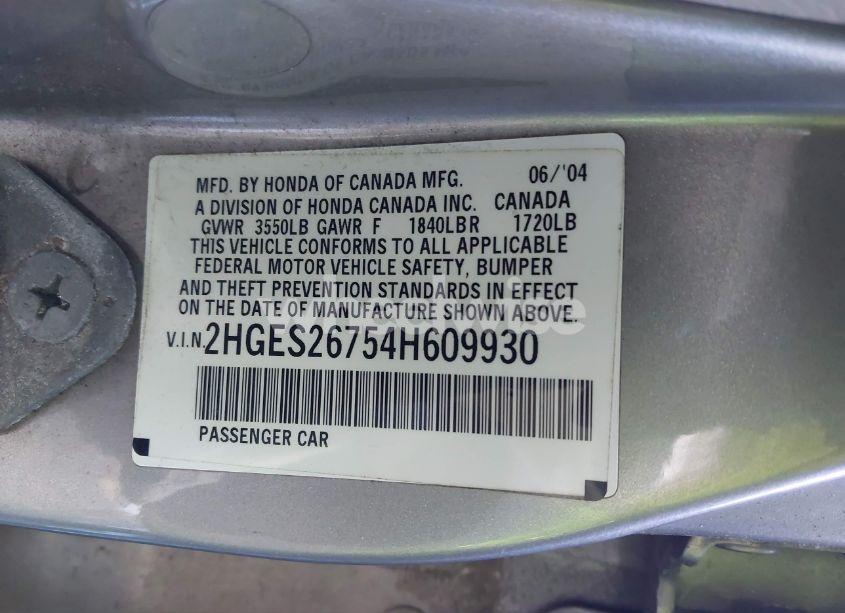 Photo 9 of 2004 Honda Civic EX (VIN 2HGES26754H609930)