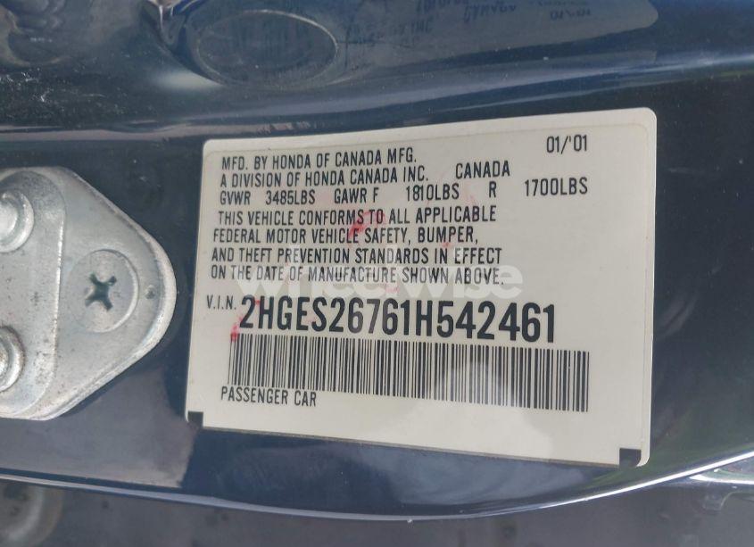 Photo 9 of 2001 Honda Civic EX (VIN 2HGES26761H542461)