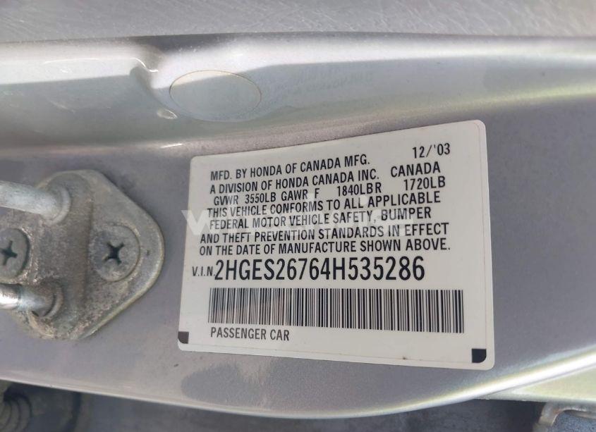 Photo 9 of 2004 Honda Civic EX (VIN 2HGES26764H535286)