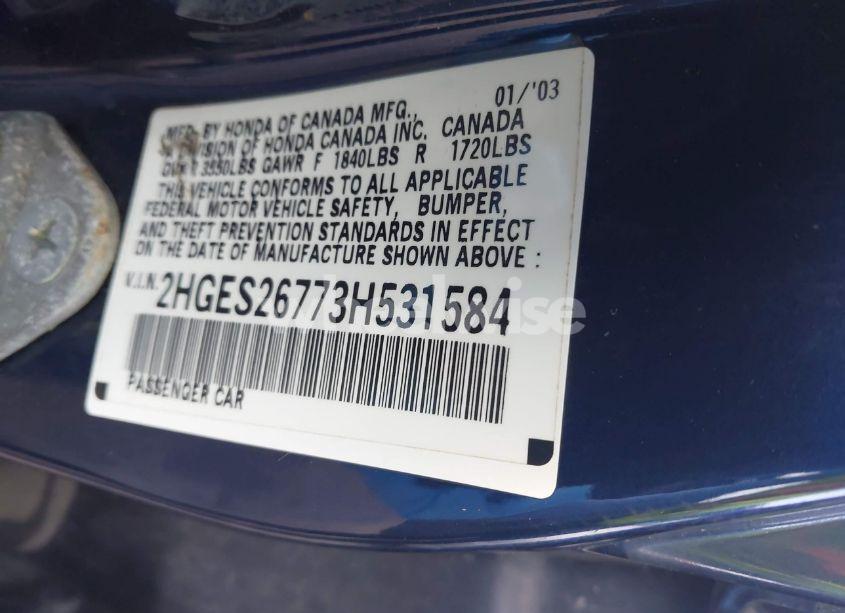 Photo 9 of 2003 Honda Civic EX (VIN 2HGES26773H531584)