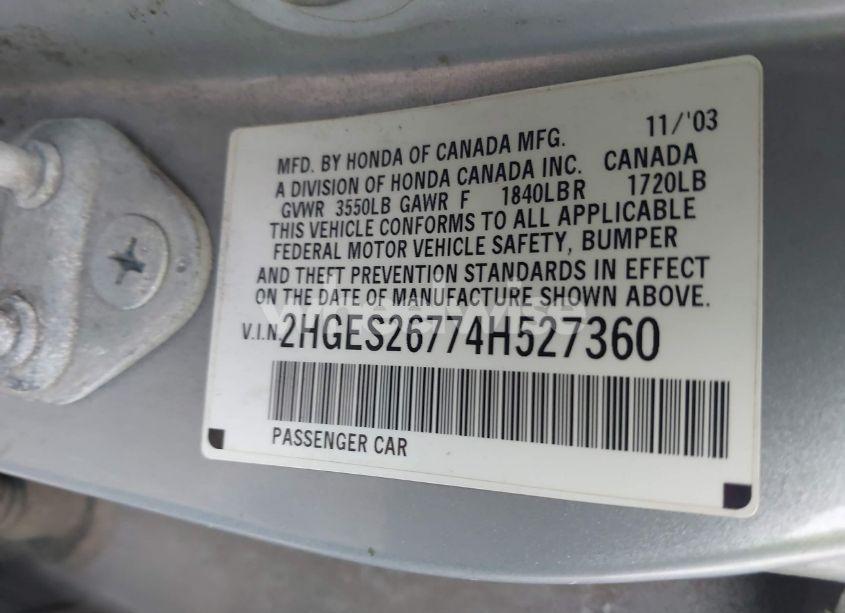 Photo 9 of 2004 Honda Civic EX (VIN 2HGES26774H527360)