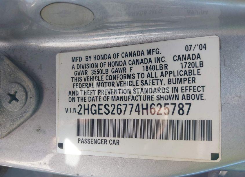 Photo 9 of 2004 Honda Civic EX (VIN 2HGES26774H625787)