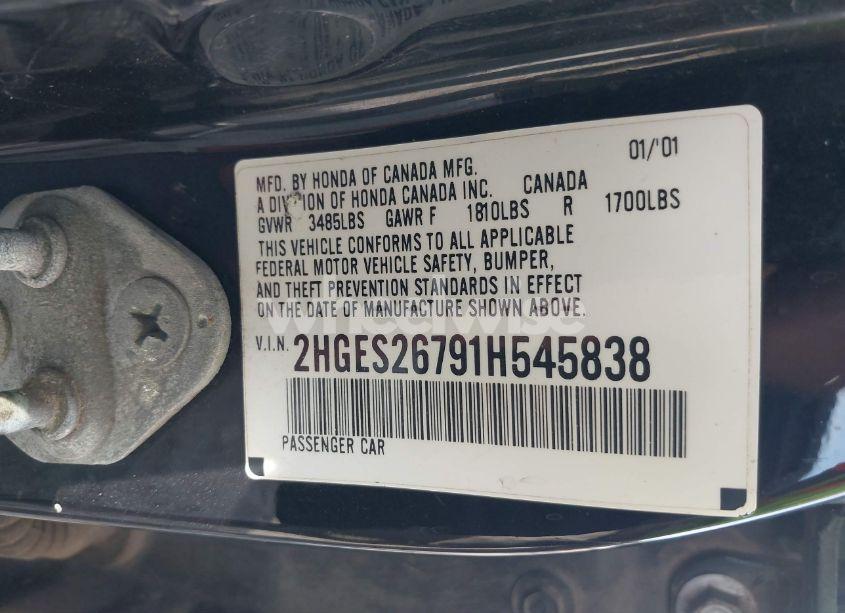 Photo 9 of 2001 Honda Civic EX (VIN 2HGES26791H545838)