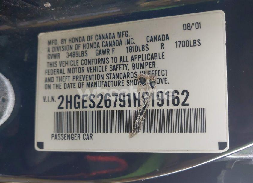 Photo 9 of 2001 Honda Civic EX (VIN 2HGES26791H619162)