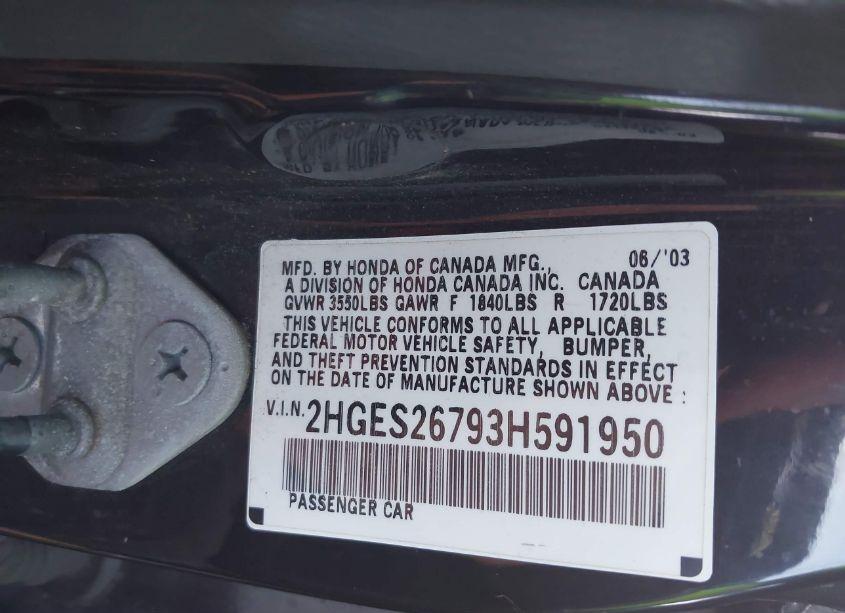 Photo 9 of 2003 Honda Civic EX (VIN 2HGES26793H591950)