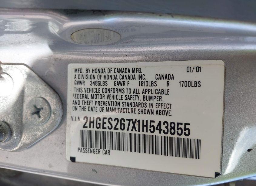 Photo 9 of 2001 Honda Civic EX (VIN 2HGES267X1H543855)