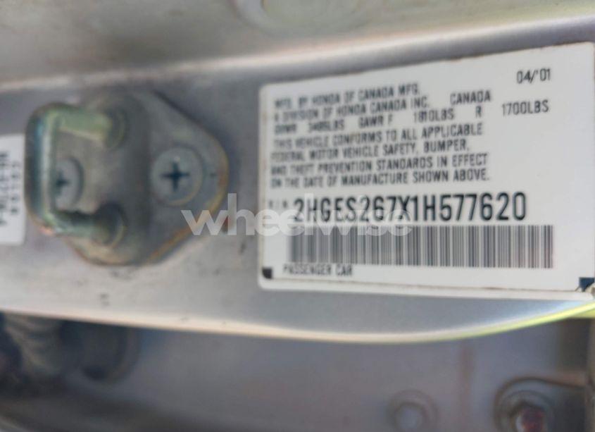 Photo 9 of 2001 Honda Civic EX (VIN 2HGES267X1H577620)