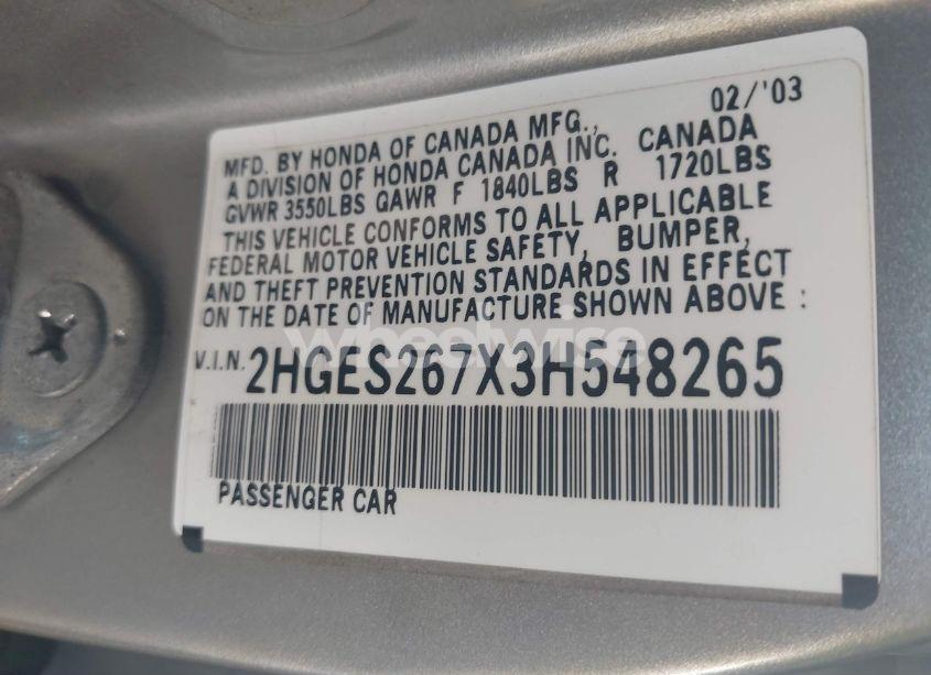 Photo 9 of 2003 Honda Civic EX (VIN 2HGES267X3H548265)