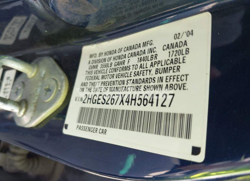 Photo 9 of 2004 Honda Civic EX (VIN 2HGES267X4H564127)