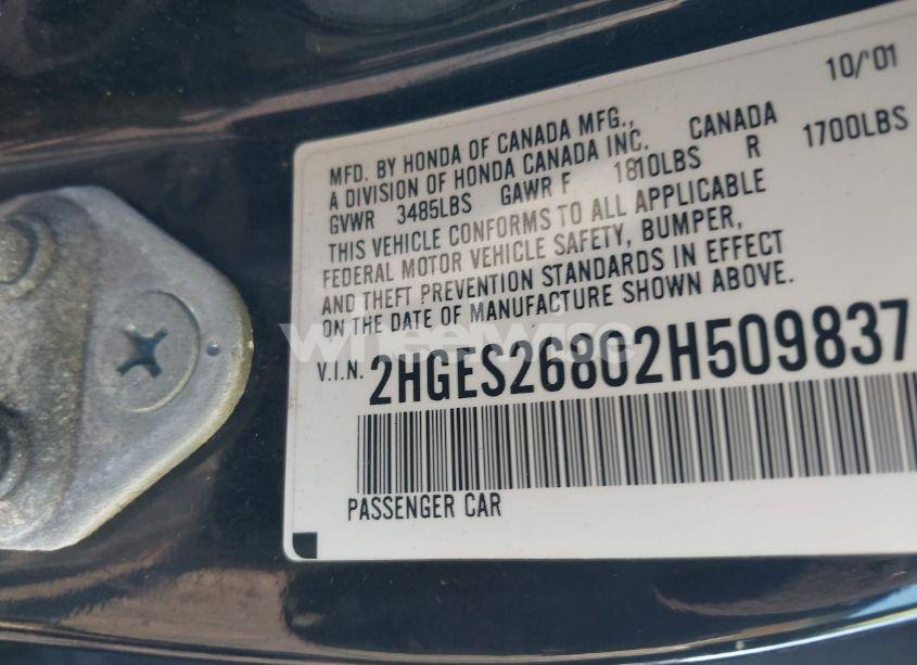 Photo 9 of 2002 Honda Civic EX (VIN 2HGES26802H509837)