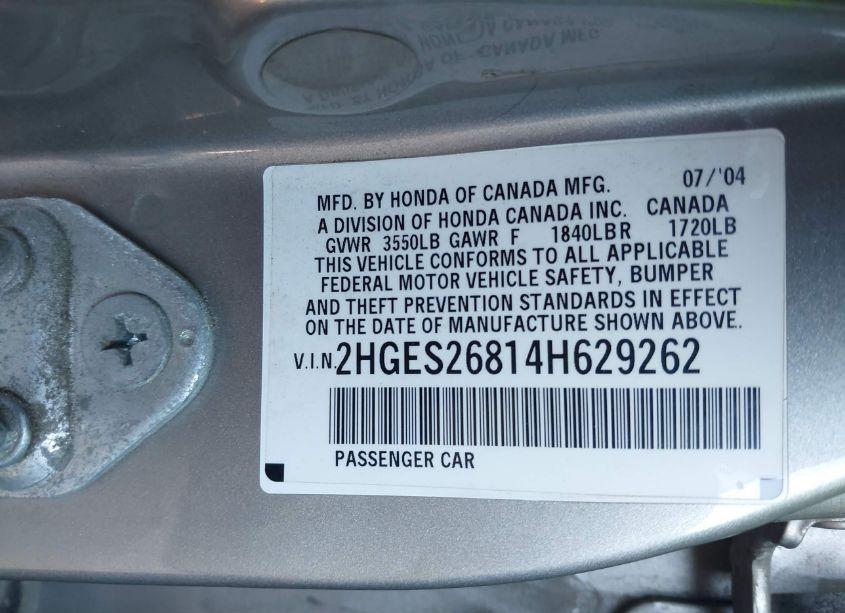 Photo 9 of 2004 Honda Civic EX (VIN 2HGES26814H629262)