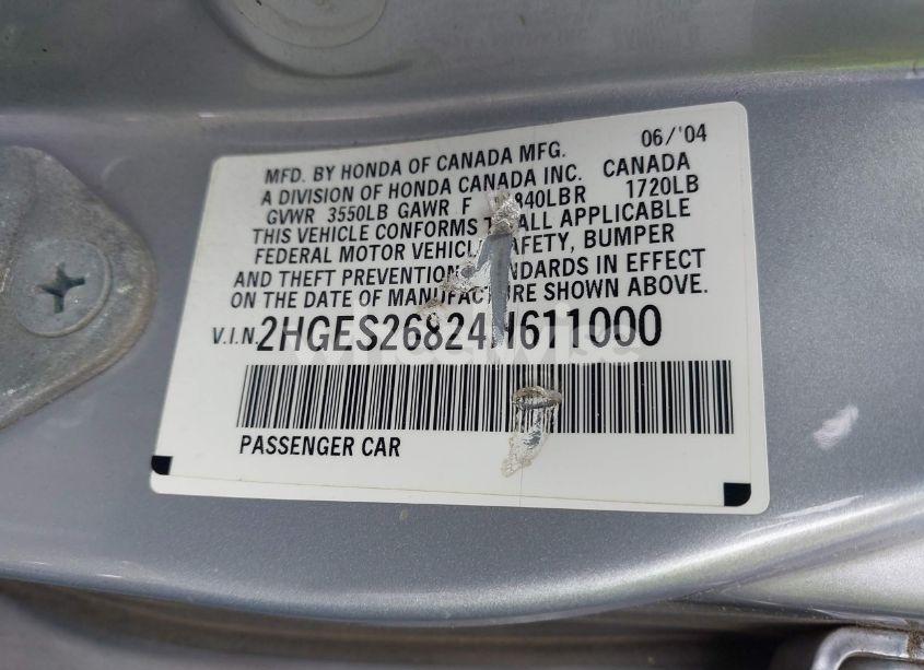 Photo 9 of 2004 Honda Civic EX (VIN 2HGES26824H611000)