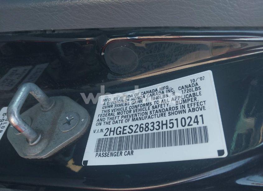 Photo 9 of 2003 Honda Civic EX (VIN 2HGES26833H510241)