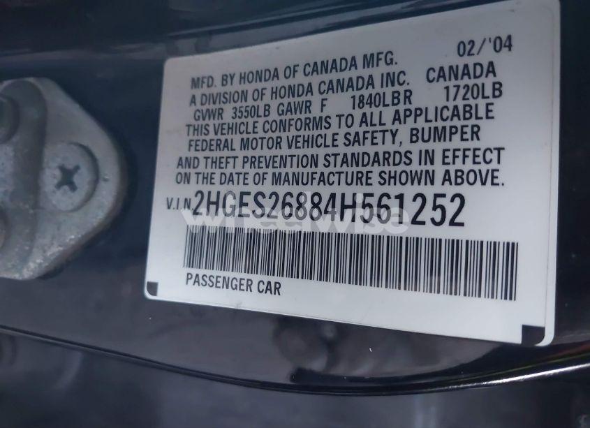 Photo 9 of 2004 Honda Civic EX (VIN 2HGES26884H561252)