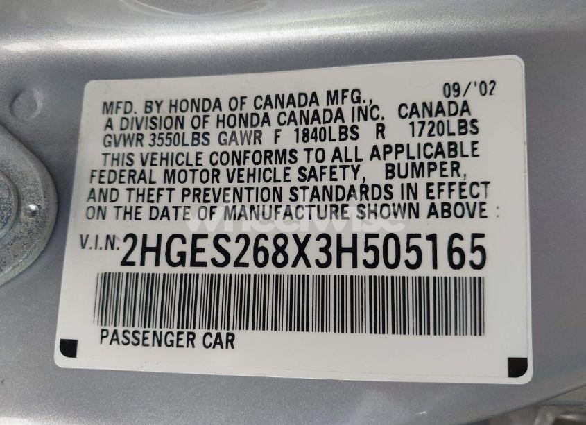 Photo 9 of 2003 Honda Civic EX (VIN 2HGES268X3H505165)