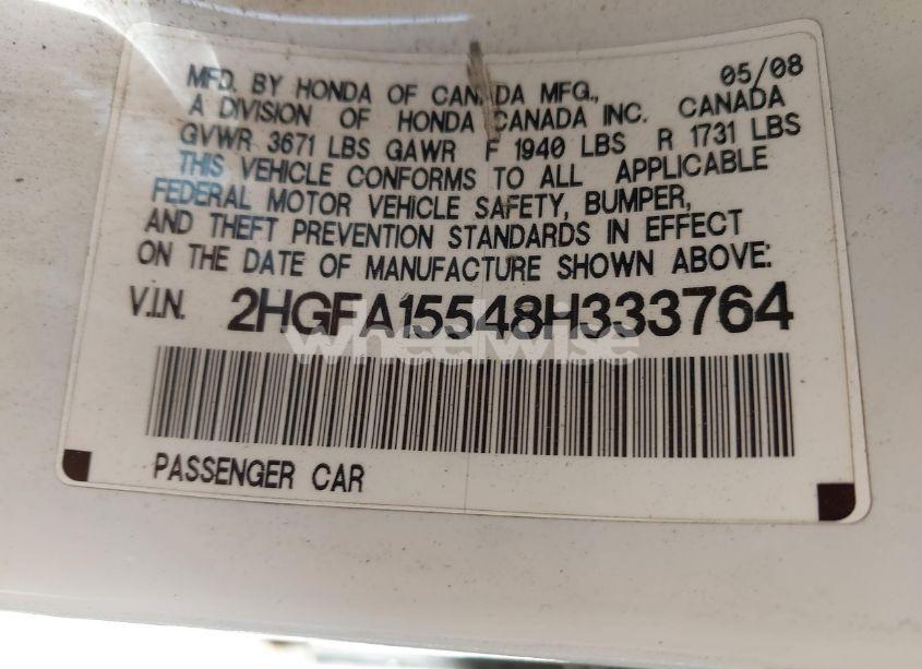 Photo 9 of 2008 Honda Civic LX (VIN 2HGFA15548H333764)