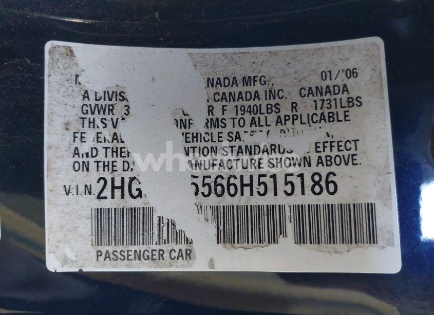 Photo 9 of 2006 Honda Civic LX (VIN 2HGFA15566H515186)