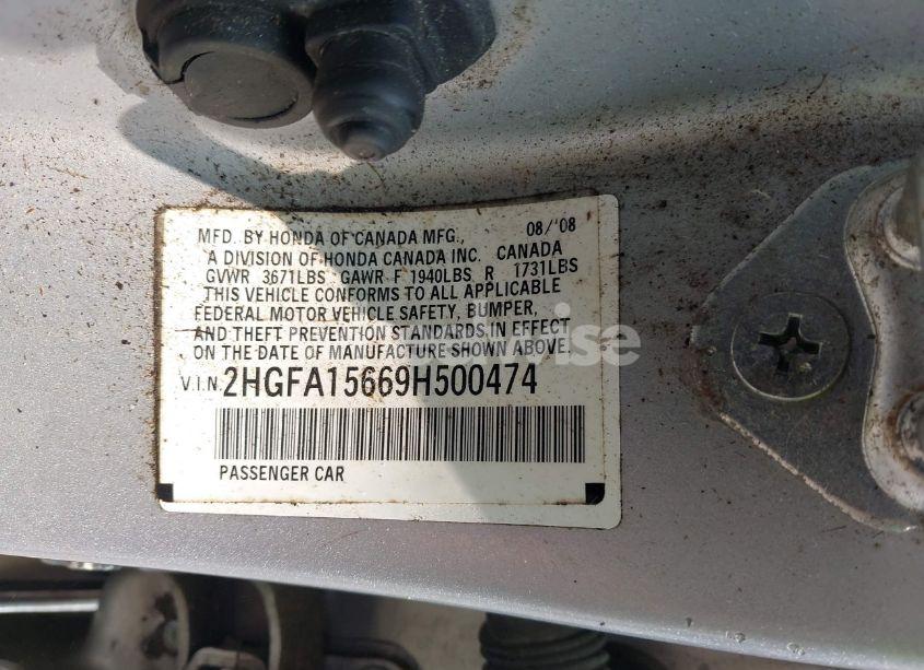 Photo 9 of 2009 Honda Civic LX-S (VIN 2HGFA15669H500474)