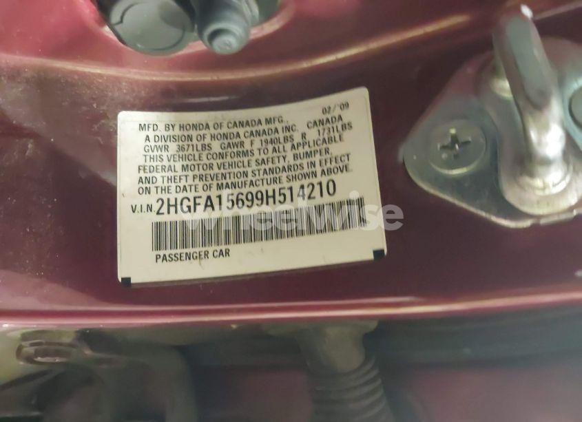 Photo 9 of 2009 Honda Civic LX-S (VIN 2HGFA15699H514210)