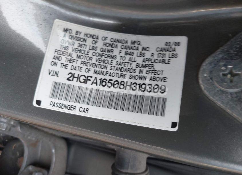 Photo 9 of 2008 Honda Civic LX (VIN 2HGFA16508H319309)