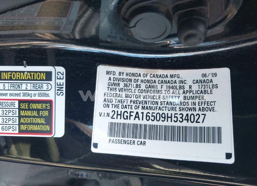 Photo 9 of 2009 Honda Civic LX (VIN 2HGFA16509H534027)