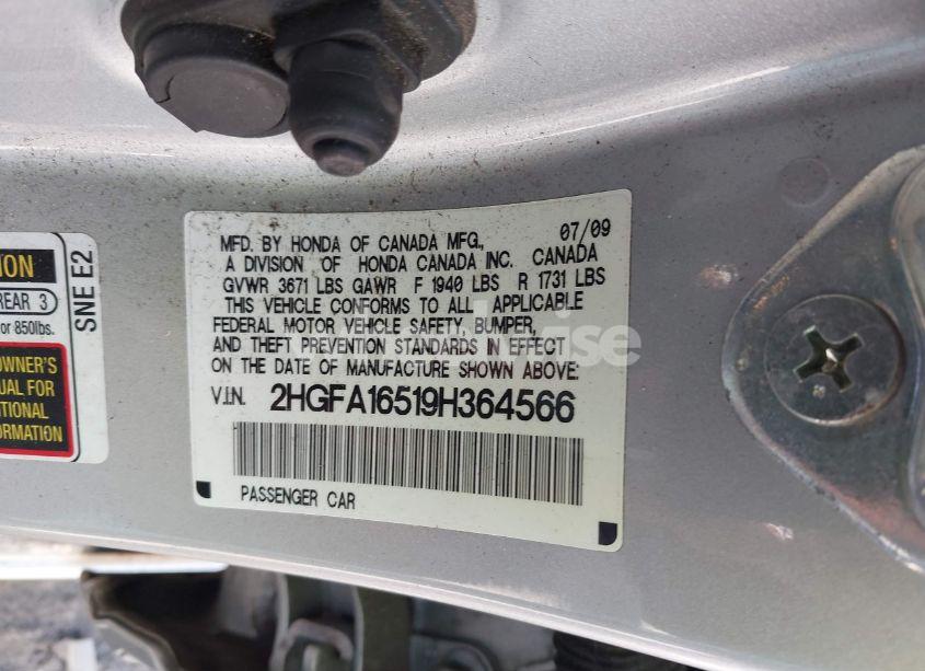 Photo 9 of 2009 Honda Civic LX (VIN 2HGFA16519H364566)