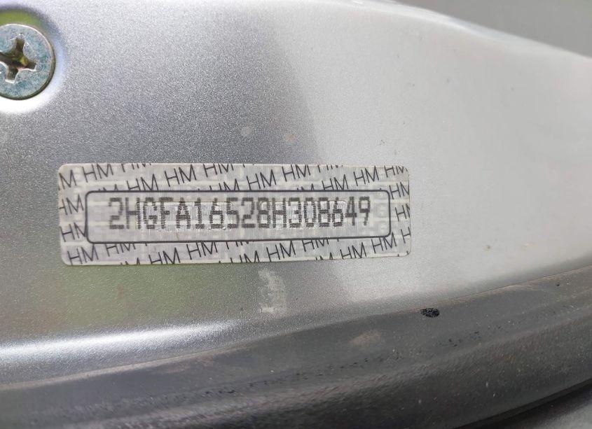 Photo 9 of 2008 Honda Civic LX (VIN 2HGFA16528H308649)