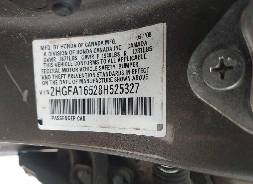 Photo 9 of 2008 Honda Civic LX (VIN 2HGFA16528H525327)