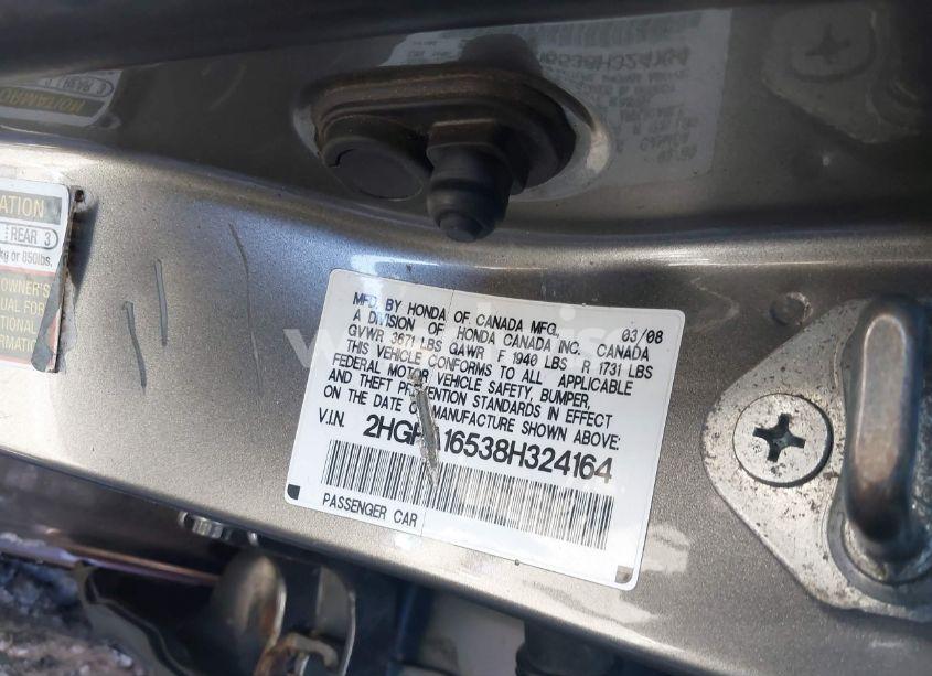 Photo 9 of 2008 Honda Civic LX (VIN 2HGFA16538H324164)