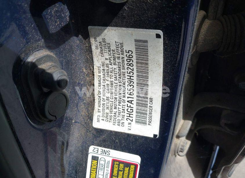 Photo 9 of 2009 Honda Civic LX (VIN 2HGFA16539H528965)