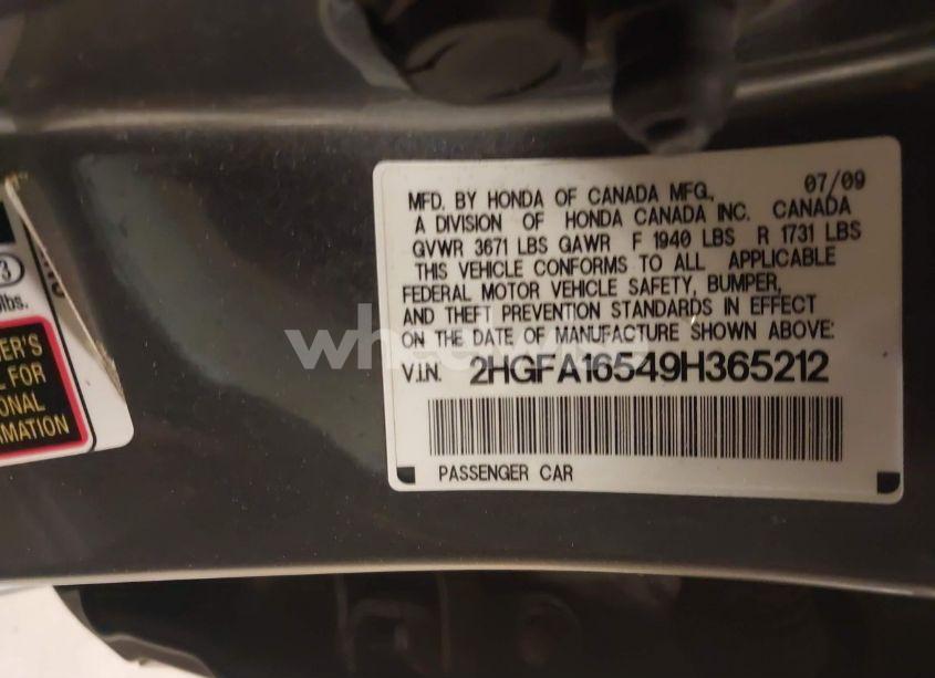 Photo 9 of 2009 Honda Civic LX (VIN 2HGFA16549H365212)