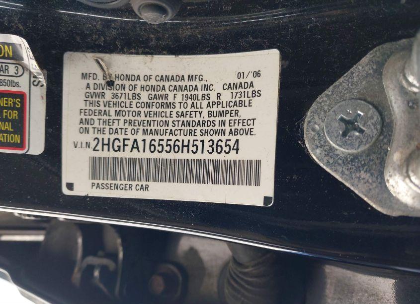 Photo 9 of 2006 Honda Civic LX (VIN 2HGFA16556H513654)