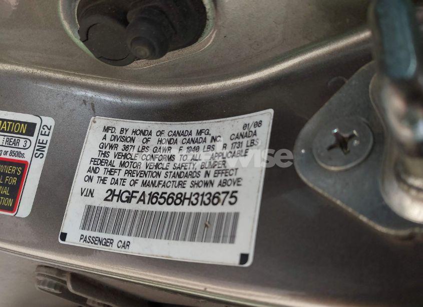 Photo 9 of 2008 Honda Civic LX (VIN 2HGFA16568H313675)
