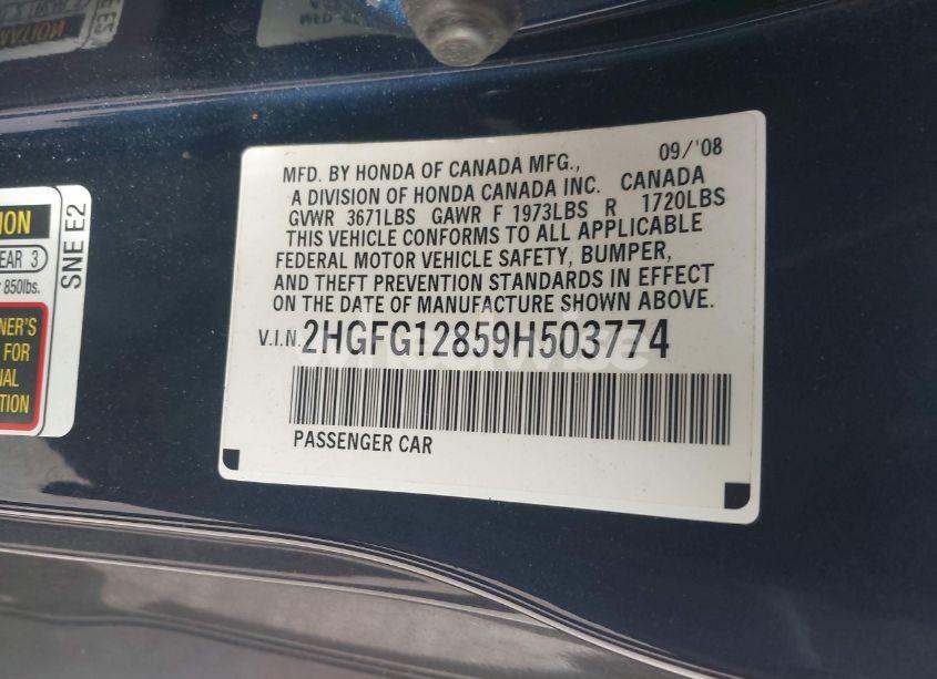 Photo 9 of 2009 Honda Civic LX (VIN 2HGFA16569H342675)