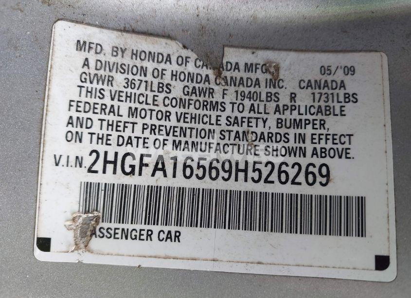 Photo 9 of 2009 Honda Civic LX (VIN 2HGFA16569H526269)