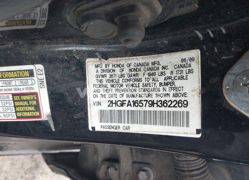 Photo 9 of 2009 Honda Civic LX (VIN 2HGFA16579H362269)