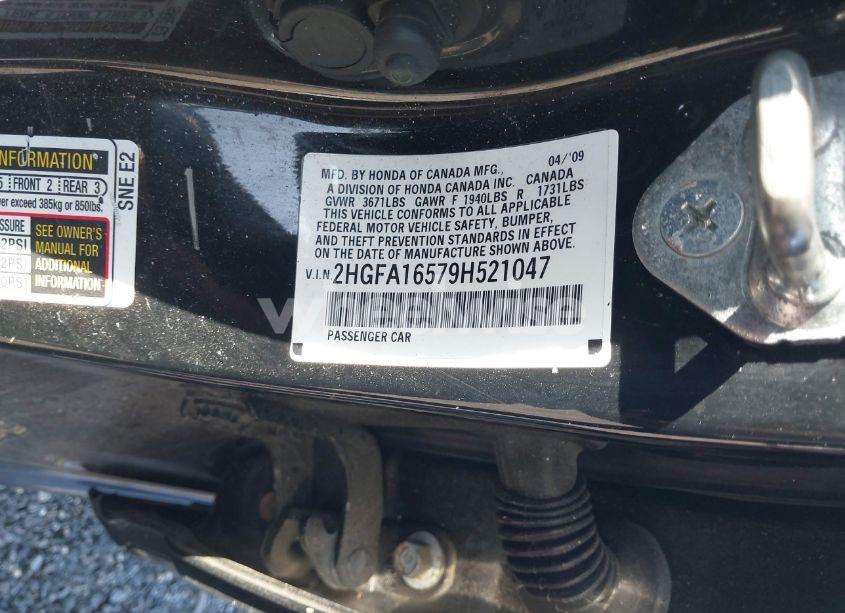 Photo 9 of 2009 Honda Civic LX (VIN 2HGFA16579H521047)