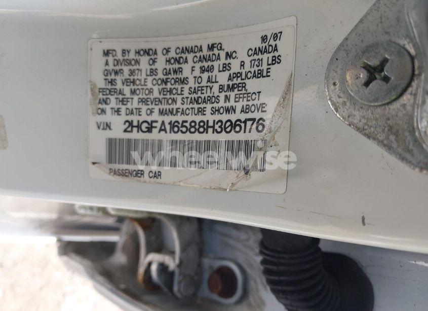 Photo 9 of 2008 Honda Civic LX (VIN 2HGFA16588H306176)